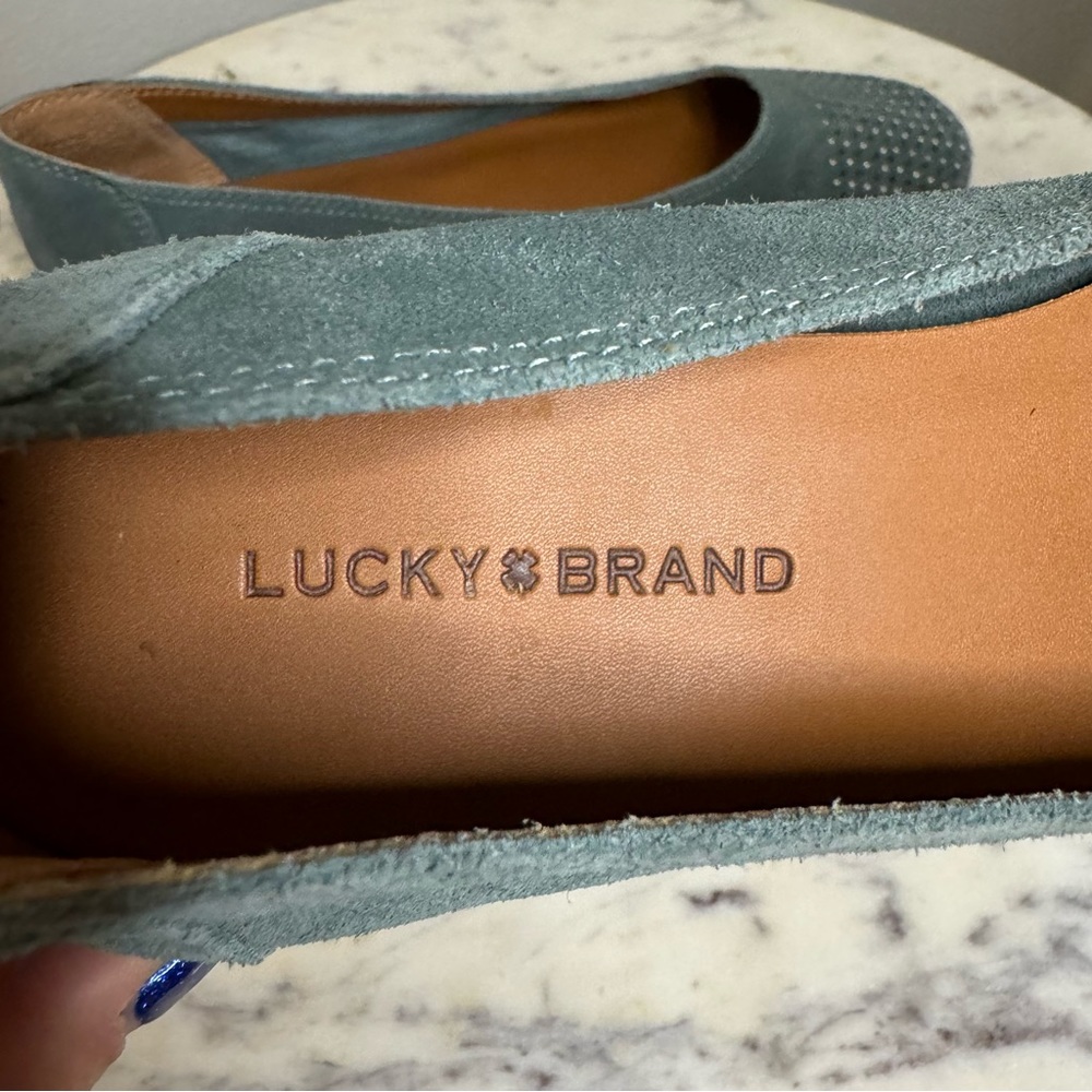 Lucky Brand Flats Size 6 green shoes Suede - Picture 3 of 6